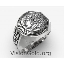 Серебряное кольцо "Меандр" с монетой Александра Македонского 0698